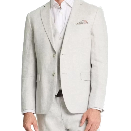Harmaa pellavapuku slim fit