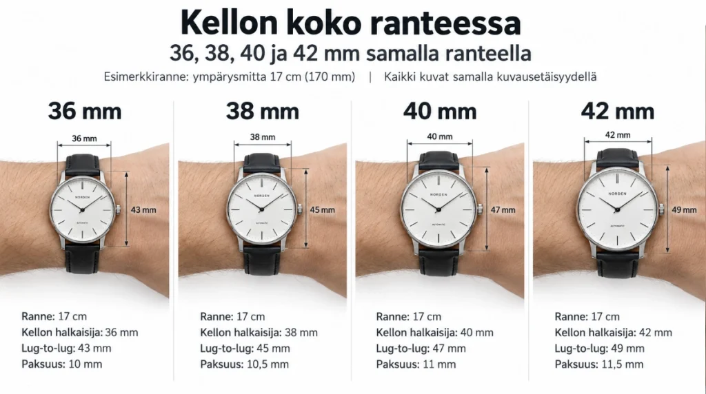 rannekellon koon valinta
