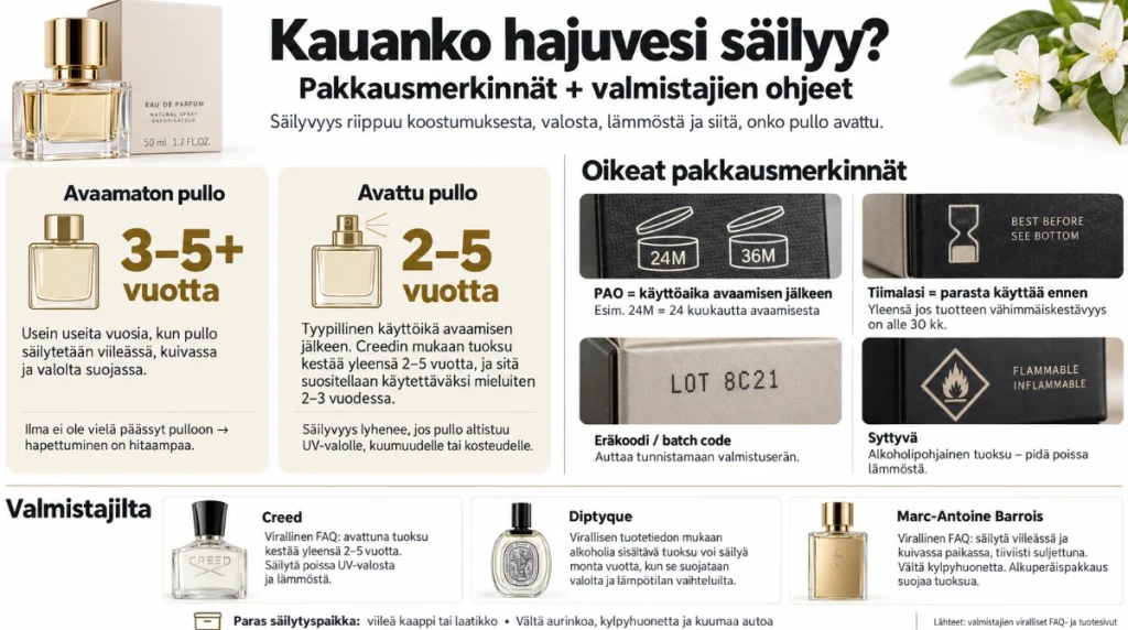 Kauanko hajuvesi säilyy